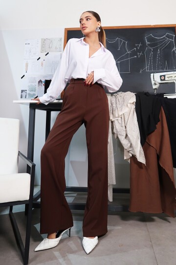 Kahve Wide Leg Pantolon