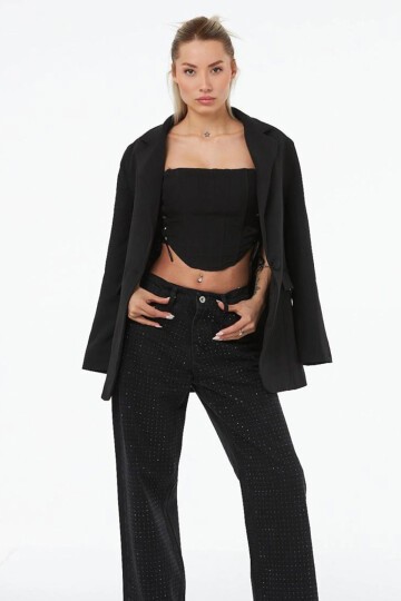 Siyah Astarlı Regular Fit Klasik Blazer Ceket