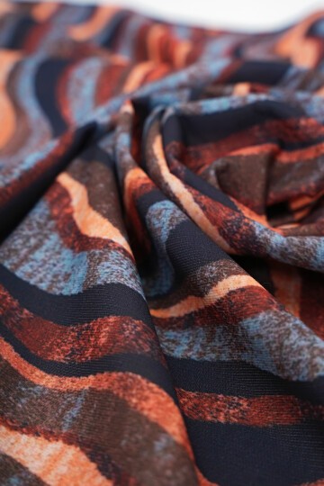 Kahverengi Desenli Beli Lastikli Palazzo Pantolon Çanta Ve Bandana Takım