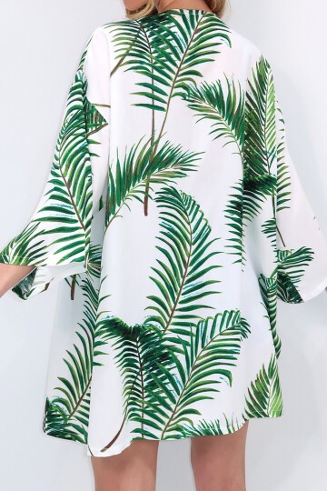 Yeşil Desenli Kimono Ceket