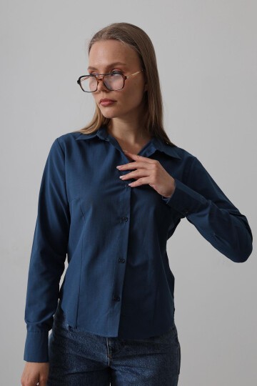 İndigo Slim Fit Uzun Kol Basic Gömlek