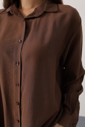 Fuşya Desenli Pantolon Ve Oversize Gömlek Takım