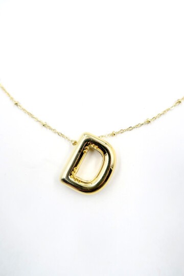Gold 3 Boyutlu D Harfi Gold Kolye