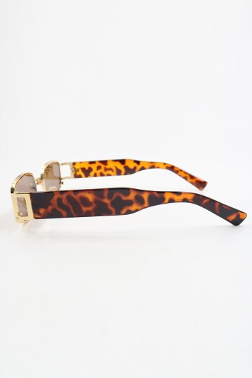 Leopar Metal Çerçeveli Vintage Tasarım Güneş Gözlüğü