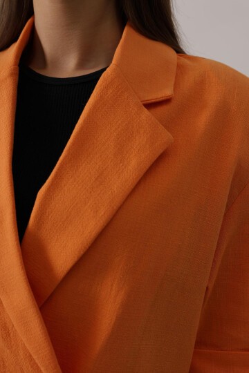 Oranj Yarım Kol Oversize Yırtmaçlı Ceket