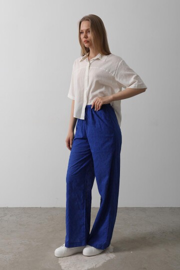 Saks Beli Bağlamalı Brode Pantolon
