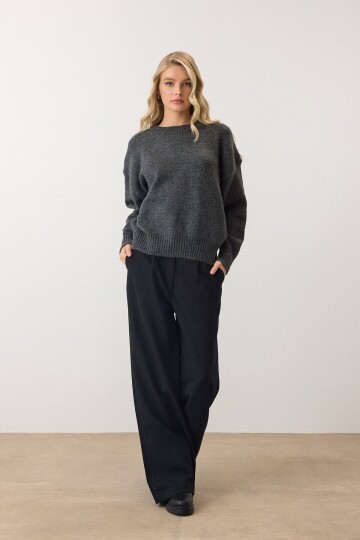 Bisiklet Yaka Oversize Triko Kazak