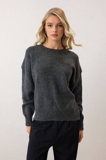 Bisiklet Yaka Oversize Triko Kazak