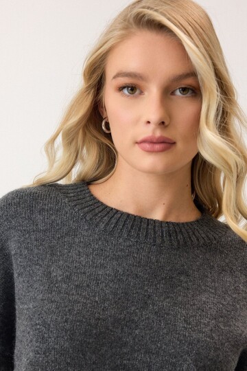 Bisiklet Yaka Oversize Triko Kazak