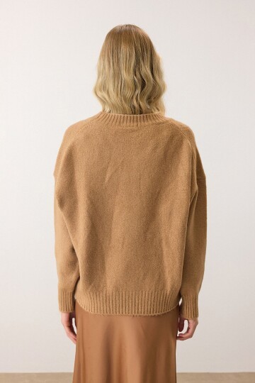Bisiklet Yaka Oversize Triko Kazak