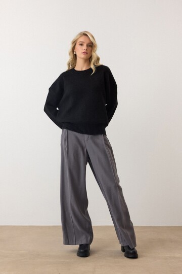 Bisiklet Yaka Oversize Triko Kazak