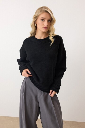 Bisiklet Yaka Oversize Triko Kazak