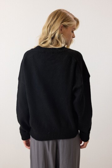 Bisiklet Yaka Oversize Triko Kazak