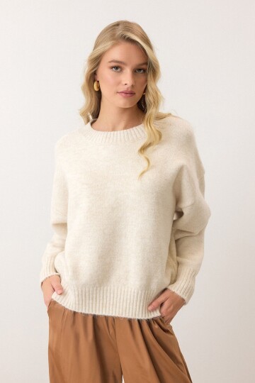 Bisiklet Yaka Oversize Triko Kazak