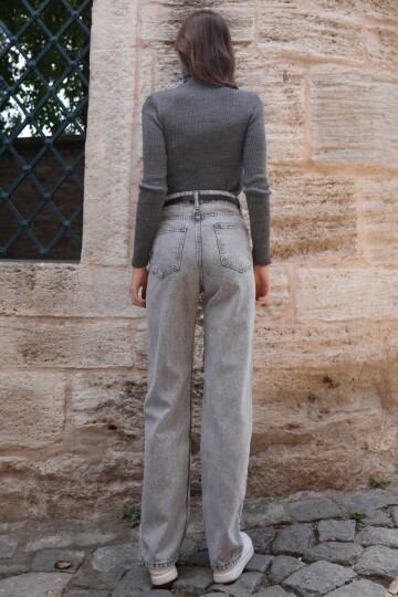 5 Cepli Yüksek Bel Düz Paça Jean