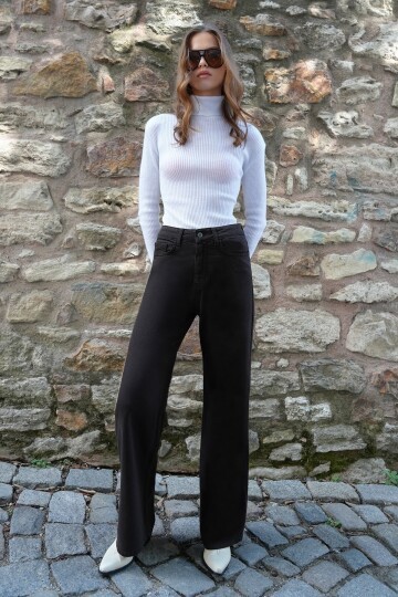 5 Cepli Yüksek Bel Palazzo Jean