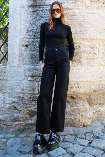 5 Cepli Yüksek Bel Palazzo Jean