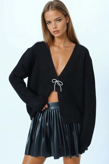 Bağlamalı Uzun Kollu Triko Bluz