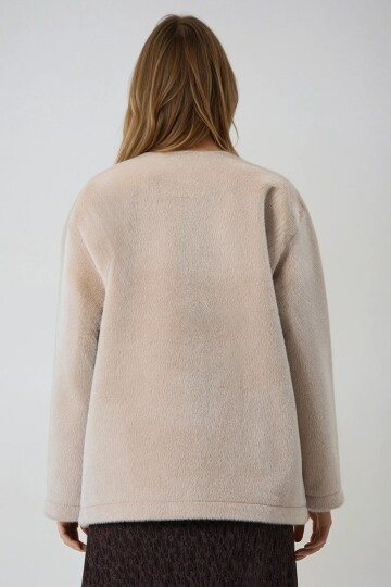 Bej Çıtçıt Kapamalı Astarlı Püsküllü Ceket