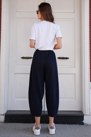 Beli Lastikli Balon Kesim Gabardin Pantolon