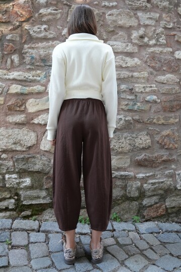 Beli Lastikli Balon Kesim Gabardin Pantolon