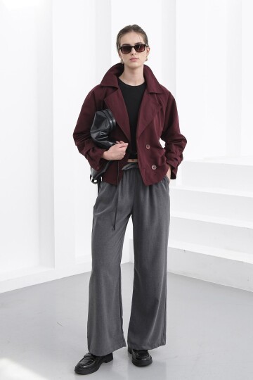 Beli Lastikli Çift Cepli Geniş Paça Pantolon