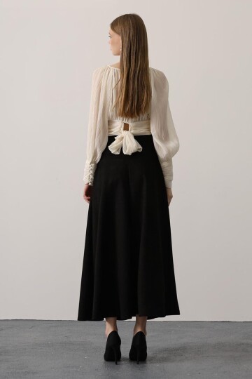 Beli Lastikli Fermuar Kapamalı Basic Midi Boy Etek