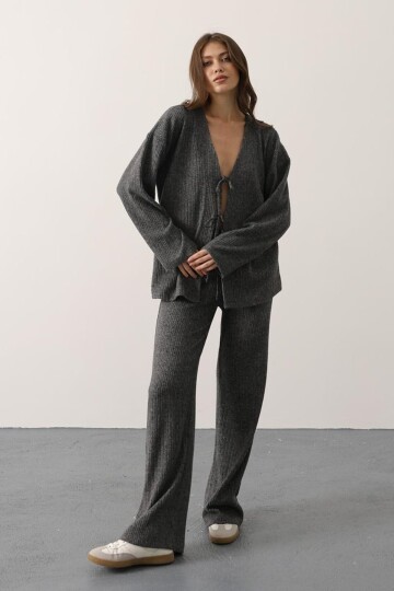 Beli Lastikli Fitilli Örme Pantolon