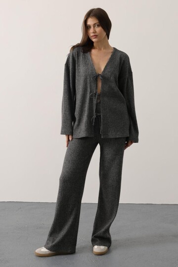 Beli Lastikli Fitilli Örme Pantolon