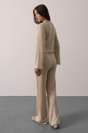 Beli Lastikli Fitilli Örme Pantolon