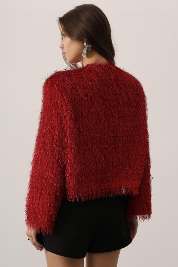 Bisiklet Yaka Astarlı Sakal Ip Ceket