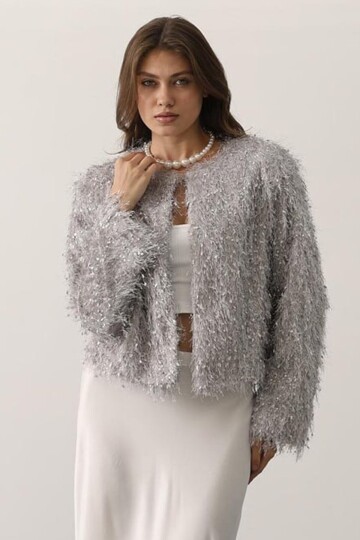 Bisiklet Yaka Astarlı Sakal Ip Ceket