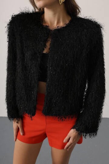 Bisiklet Yaka Astarlı Sakal Ip Ceket