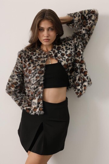 Bisiklet Yaka Astarlı Sakal Ip Ceket