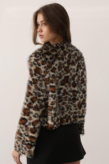 Bisiklet Yaka Astarlı Sakal Ip Ceket