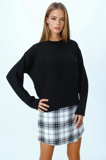 Bisiklet Yaka Düz Örgü Triko Kazak