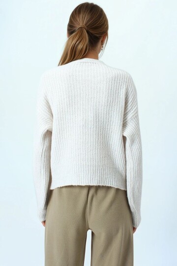 Bisiklet Yaka Düz Örgü Triko Kazak