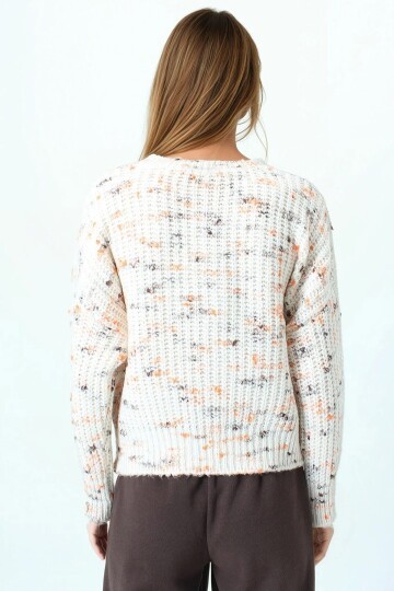 Bisiklet Yaka Renkli Nokta Desenli Triko Kazak