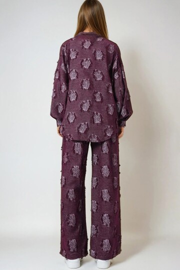 Püsküllü Oversize Gömlek Ve Beli Lastikli Pantolon Dokuma İkili Takım