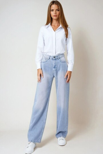 Buz Mavi 5 Cepli Baggy Jean