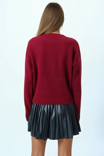 Çift Cepli Bisiklet Yaka Triko Kazak