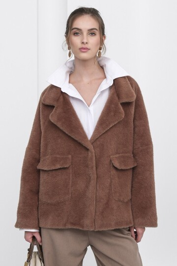 Çift Cepli Kruvaze Yaka Yumoş Ceket