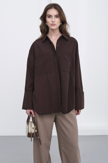 Çift Cepli Oversize Basic Gömlek