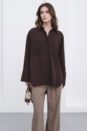 Çift Cepli Oversize Basic Gömlek