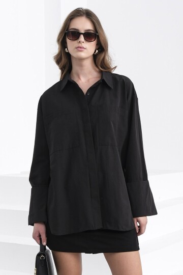 Çift Cepli Oversize Basic Gömlek