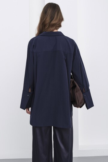 Çift Cepli Oversize Basic Gömlek