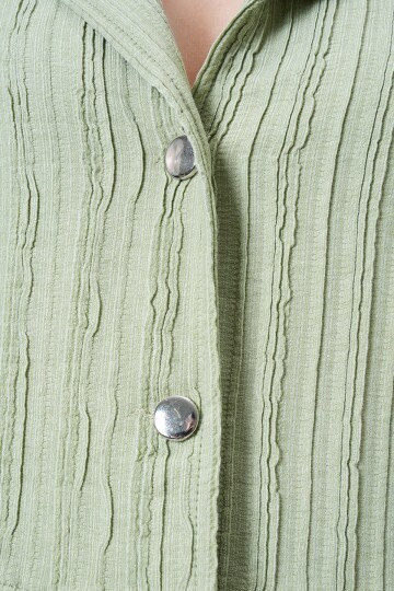 Çift Düğmeli Derin V Yaka Dokulu Crop Ceket