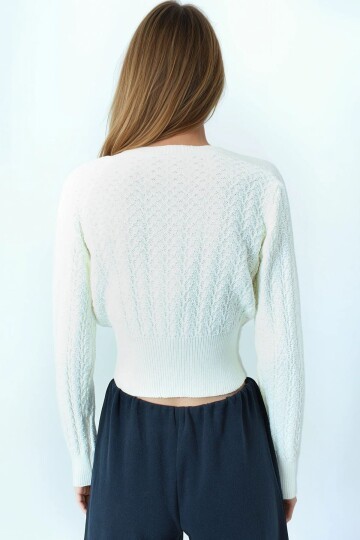 Desenli Bisiklet Yaka Uzun Kollu Triko Kazak