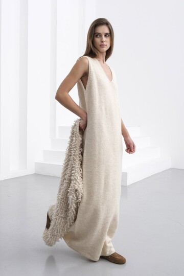 Gold Düğmeli Shaggy Hırka