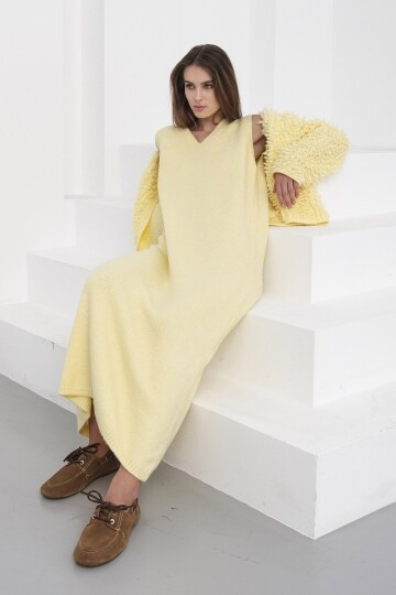 Gold Düğmeli Shaggy Hırka